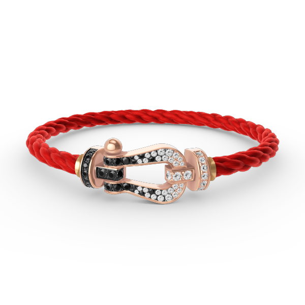 [✨ROSE✨]FORCE LARGE HORSESHOE BLACK WHITE DIAMOND BRACELET ROSE GOLD