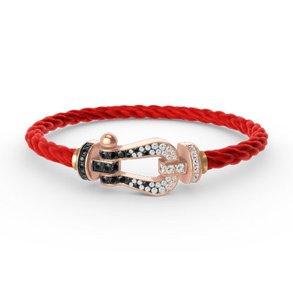 [✨ROSE✨]FORCE LARGE HORSESHOE BLACK WHITE DIAMOND BRACELET ROSE GOLD