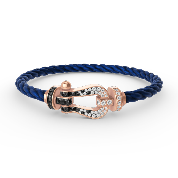 [✨ROSE✨]FORCE LARGE HORSESHOE BLACK WHITE DIAMOND BRACELET ROSE GOLD
