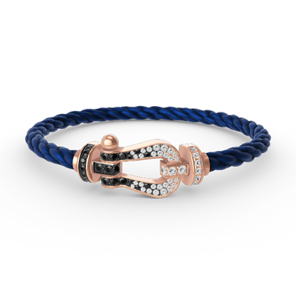 [✨ROSE✨]FORCE LARGE HORSESHOE BLACK WHITE DIAMOND BRACELET ROSE GOLD