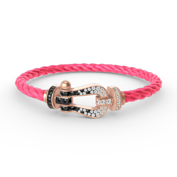 [✨ROSE✨]FORCE LARGE HORSESHOE BLACK WHITE DIAMOND BRACELET ROSE GOLD