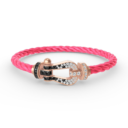 [✨ROSE✨]FORCE LARGE HORSESHOE BLACK WHITE DIAMOND BRACELET ROSE GOLD