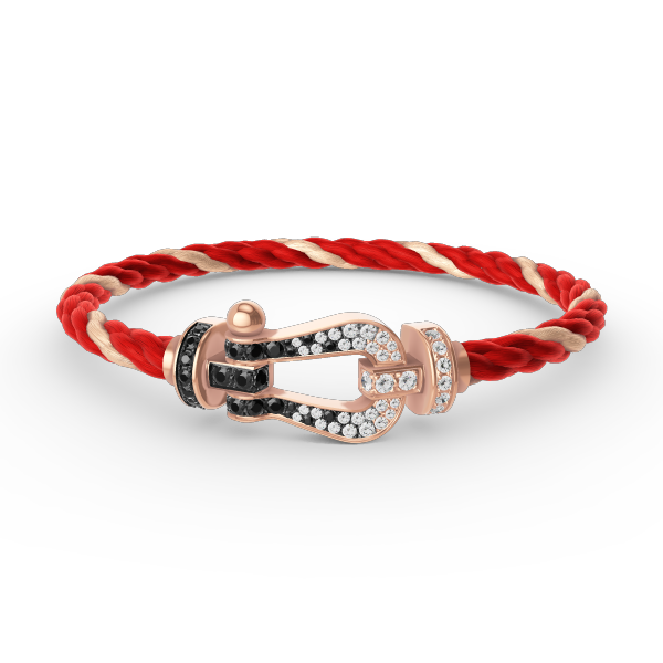 [✨ROSE✨]FORCE LARGE HORSESHOE BLACK WHITE DIAMOND BRACELET ROSE GOLD