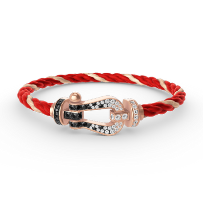 [✨ROSE✨]FORCE LARGE HORSESHOE BLACK WHITE DIAMOND BRACELET ROSE GOLD