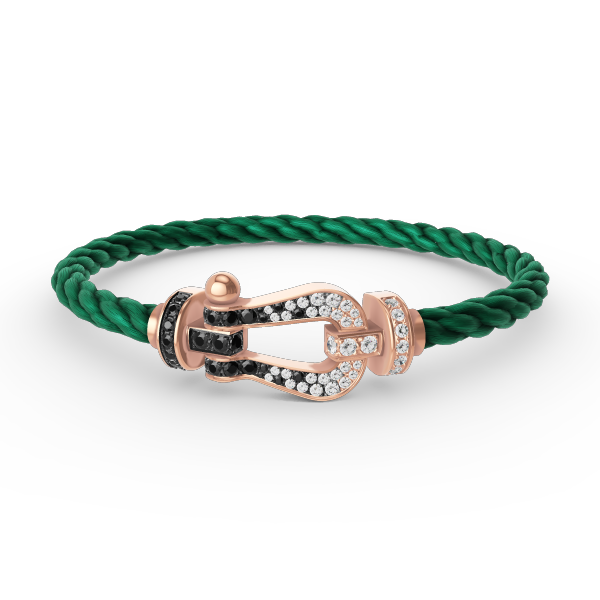 [✨ROSE✨]FORCE LARGE HORSESHOE BLACK WHITE DIAMOND BRACELET ROSE GOLD