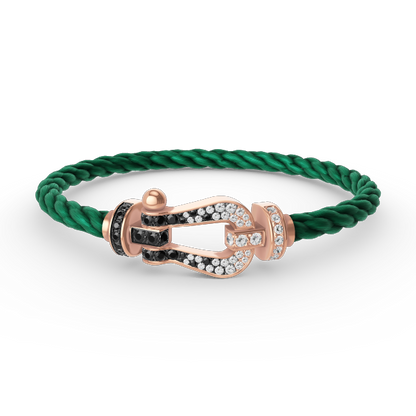 [✨ROSE✨]FORCE LARGE HORSESHOE BLACK WHITE DIAMOND BRACELET ROSE GOLD