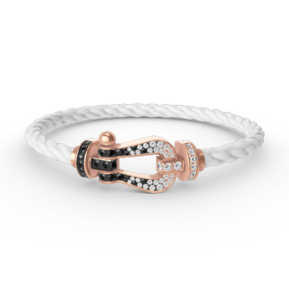 [✨ROSE✨]FORCE LARGE HORSESHOE BLACK WHITE DIAMOND BRACELET ROSE GOLD