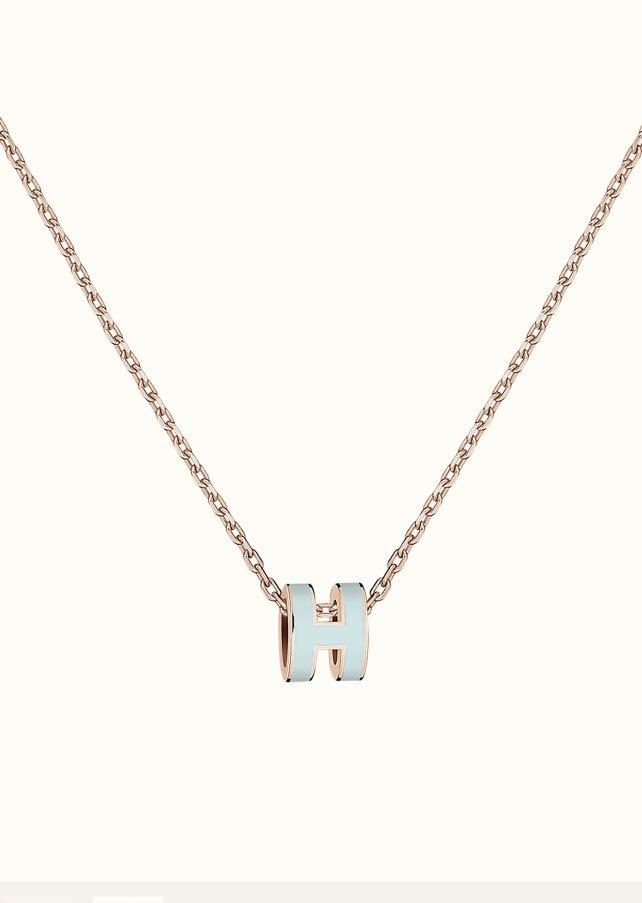 [✨ROSE✨]POP H LIGHT BLUE NECKLACE
