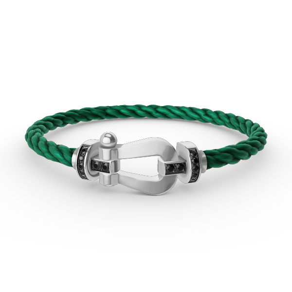 [✨ROSE✨]FORCE LARGE HORSESHOE BLACK DIAMOND BRACELET SILVER