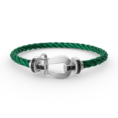 [✨ROSE✨]FORCE LARGE HORSESHOE BLACK DIAMOND BRACELET SILVER