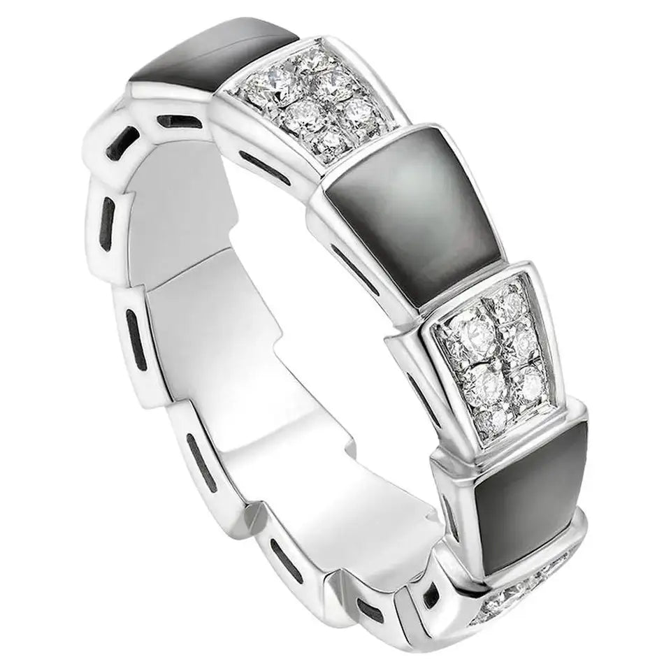 [✨ROSE✨]SERPENTI RING SILVER DIAMOND BLACK MOP 4MM