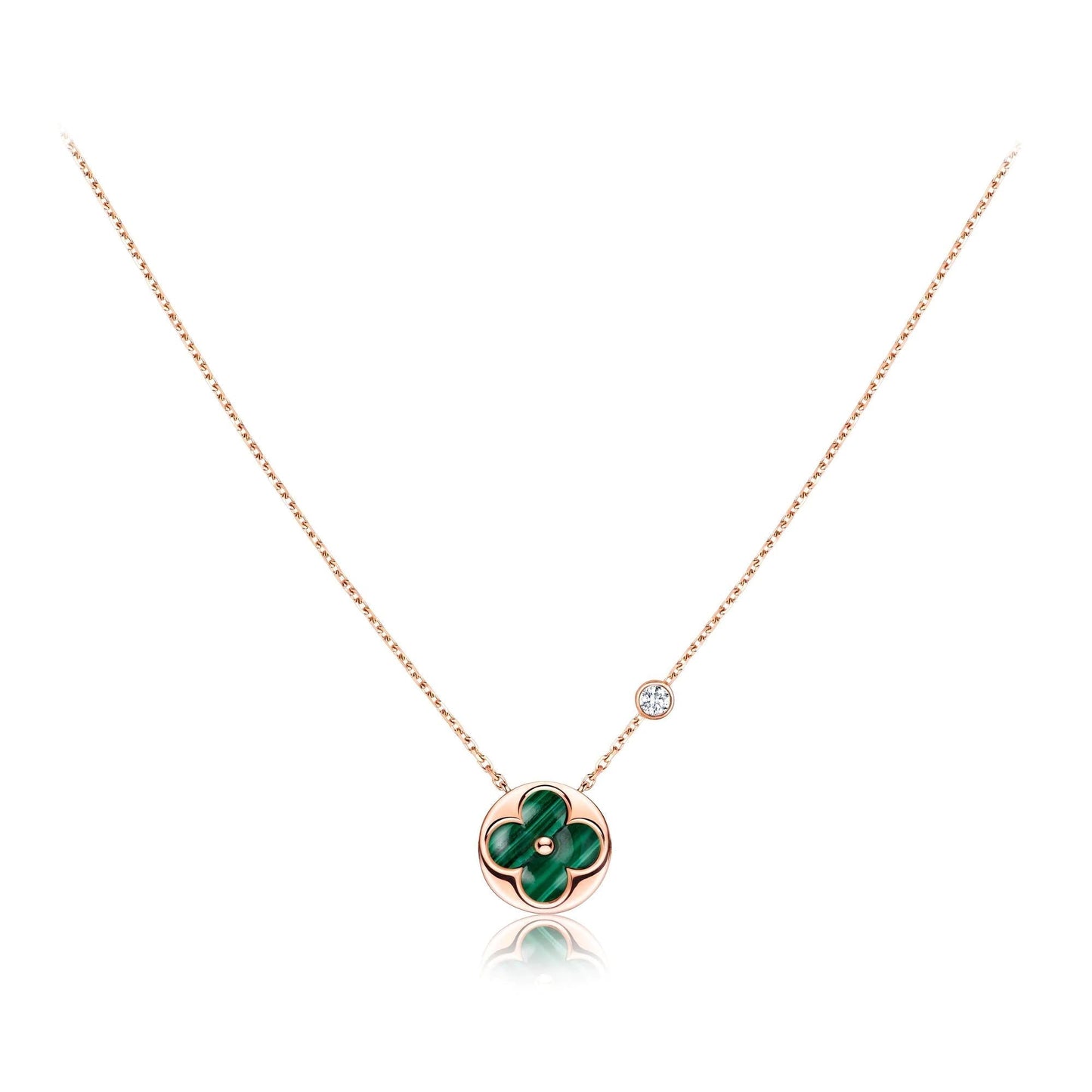 [✨ROSE✨]SUN PEDANT PINK GOLD 1 DIAMOND NECKLACE