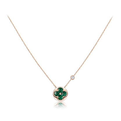 [✨ROSE✨]SUN PEDANT PINK GOLD 1 DIAMOND NECKLACE