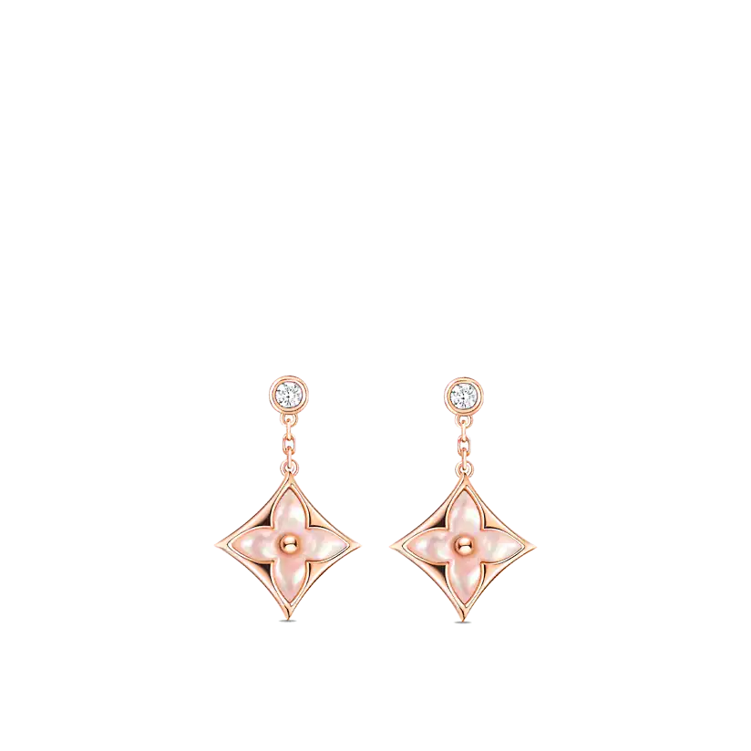 [✨ROSE✨]DOUBLE STAR PINK GOLD MOP DROP EARRINGS
