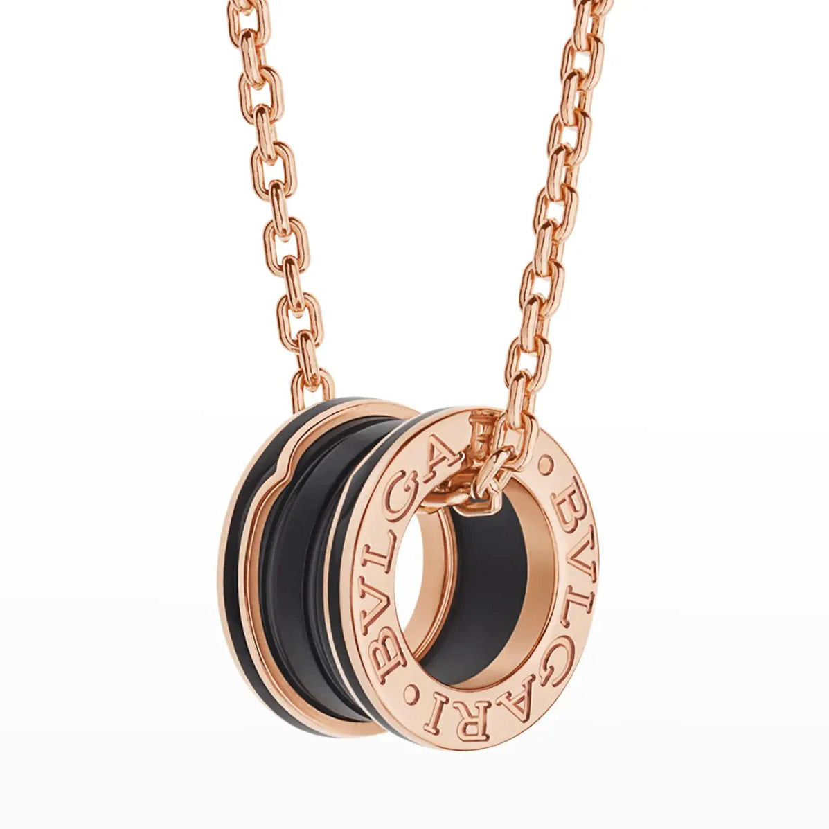 [✨ROSE✨]ZERO 1 BLACK CERAMIC PINK GOLD NECKLACE
