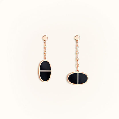 [✨ROSE✨]CHAINE VERSO BLACK CERAMIC EARRINGS