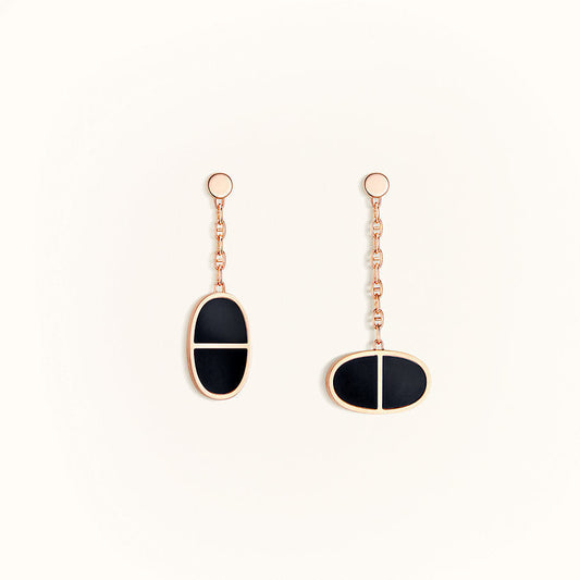 [✨ROSE✨]CHAINE VERSO BLACK CERAMIC EARRINGS