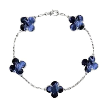 [✨ROSE✨]CLOVER 5 MOTIF PIETERSITE SILVER BRACELET
