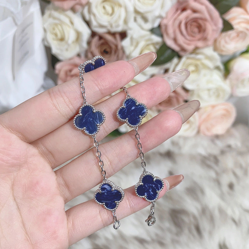 [✨ROSE✨]CLOVER 5 MOTIF PIETERSITE SILVER BRACELET