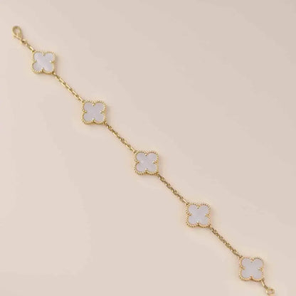 [✨ROSE✨]CLOVER  5 MOTIF WHITE MOP BRACELET