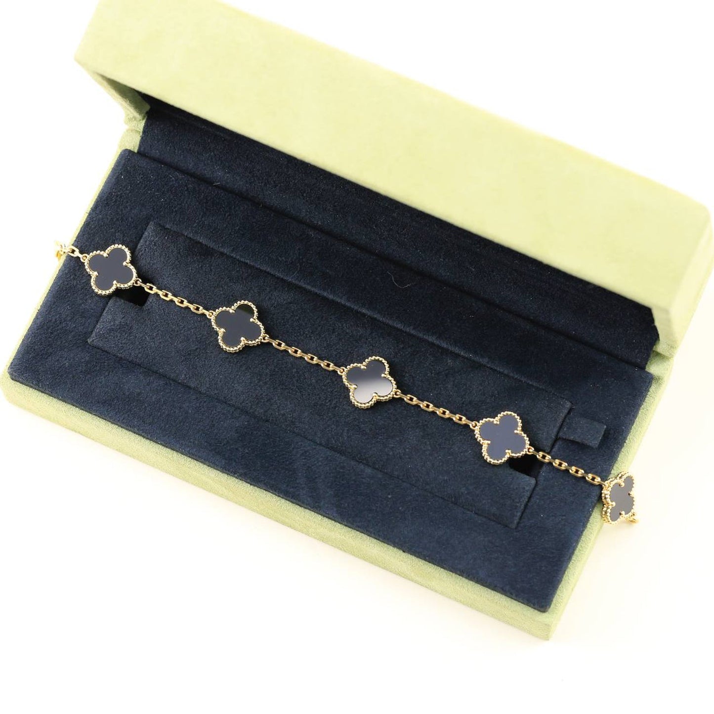 [✨ROSE✨]CLOVER  5 MOTIFS BLACK ONYX BRACELET