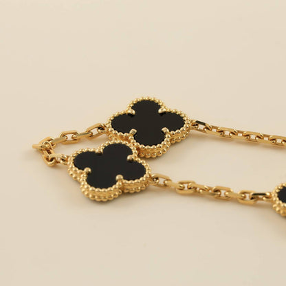 [✨ROSE✨]CLOVER  5 MOTIFS BLACK ONYX BRACELET