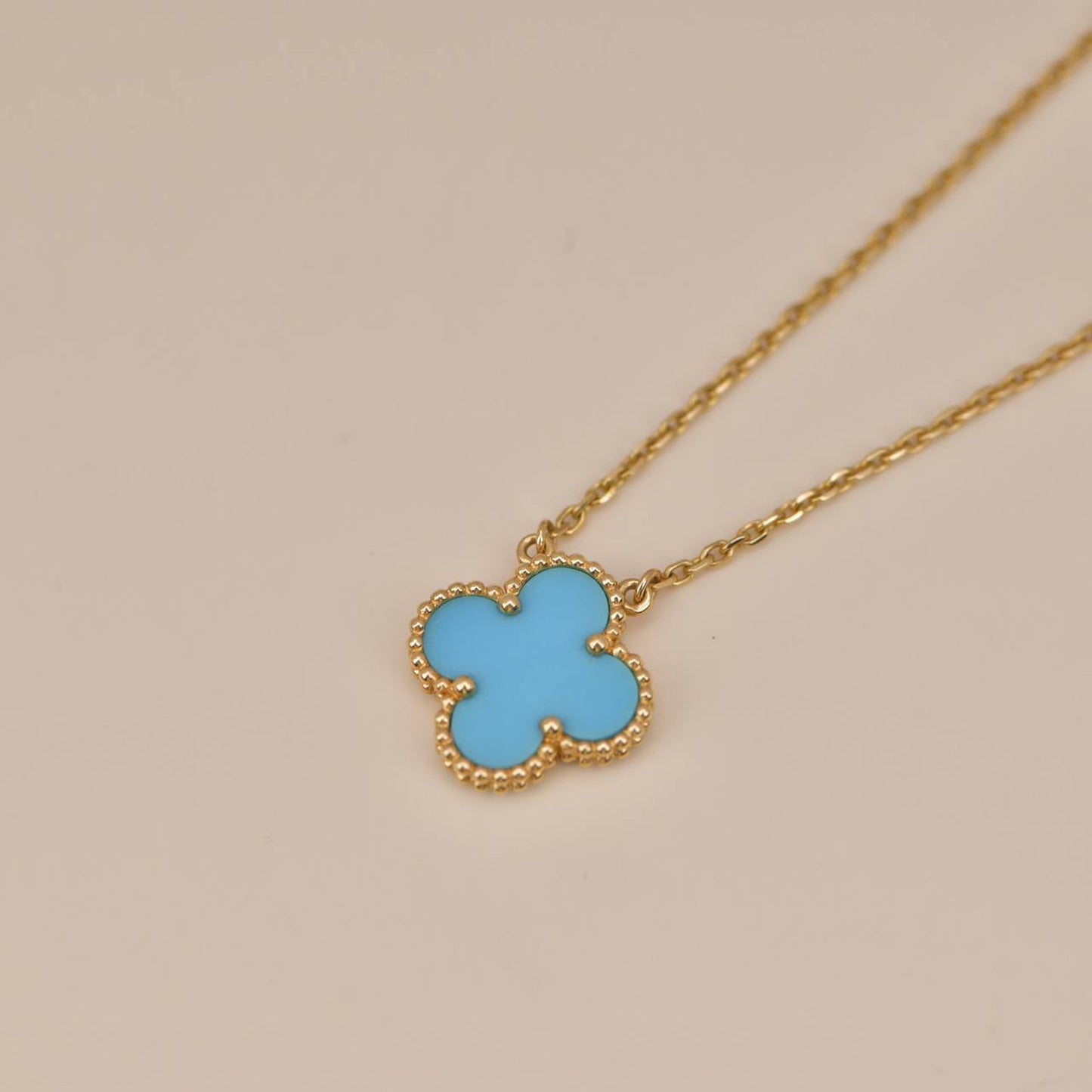 [✨ROSE✨]CLOVER 15MM VINTAGE TURQUOISE NECKLACE