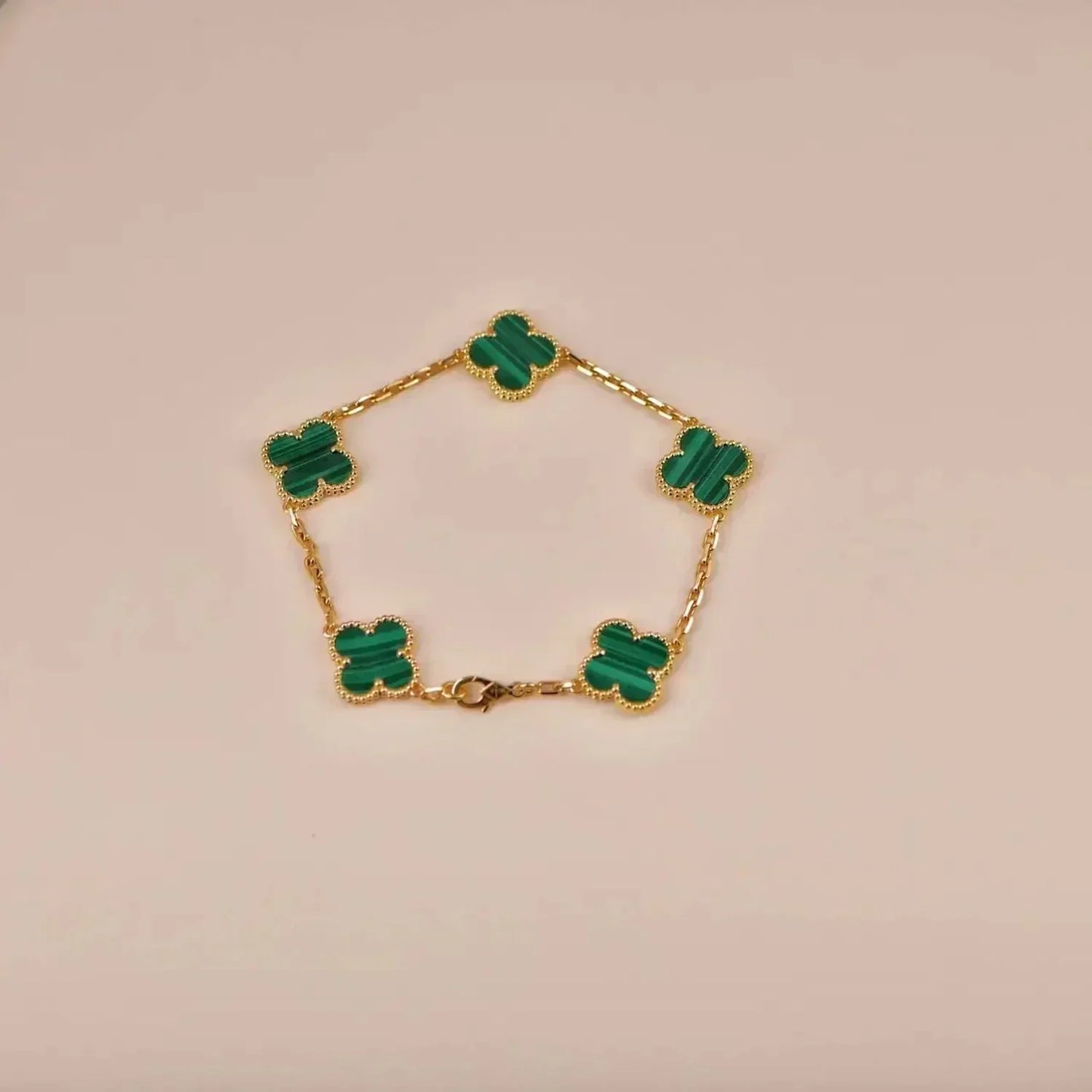 [✨ROSE✨]CLOVER 5 MOTIFS MALACHITE BRACELET