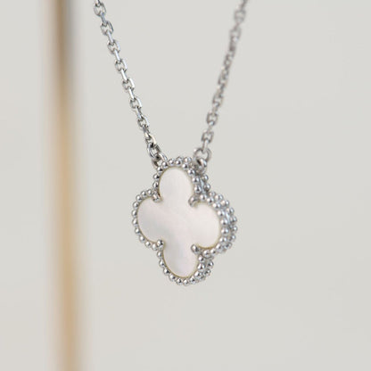 [✨ROSE✨]CLOVER  15MM WHITE MOTHER-OF-PEARL SILVER