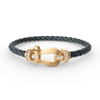 [✨ROSE✨]FORCE LARGE HORSESHOE HALF DIAMOND BRACELET GOLD