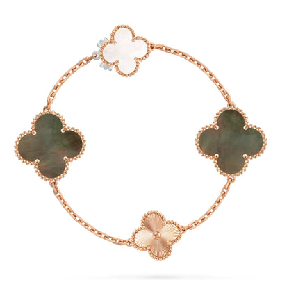 [✨ROSE✨]DETACHABLE CLOVER 15(11+4) FLOWER ROSE GOLD NECKLACE SET