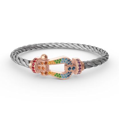 [✨ROSE✨]FORCE LARGE HORSESHOE  COLORED DIAMOND BRACELET ROSE GOLD
