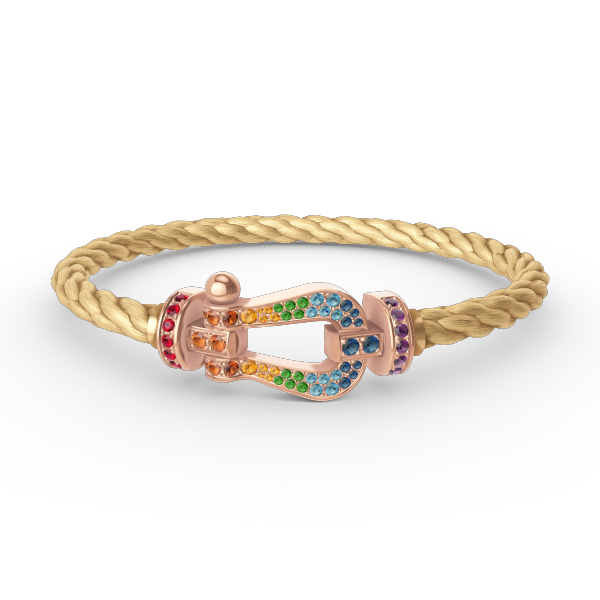 [✨ROSE✨]FORCE LARGE HORSESHOE  COLORED DIAMOND BRACELET ROSE GOLD
