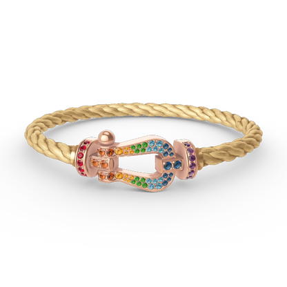 [✨ROSE✨]FORCE LARGE HORSESHOE  COLORED DIAMOND BRACELET ROSE GOLD