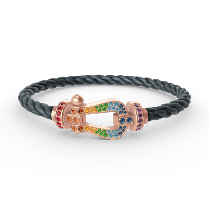 [✨ROSE✨]FORCE LARGE HORSESHOE  COLORED DIAMOND BRACELET ROSE GOLD