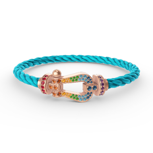 [✨ROSE✨]FORCE LARGE HORSESHOE  COLORED DIAMOND BRACELET ROSE GOLD