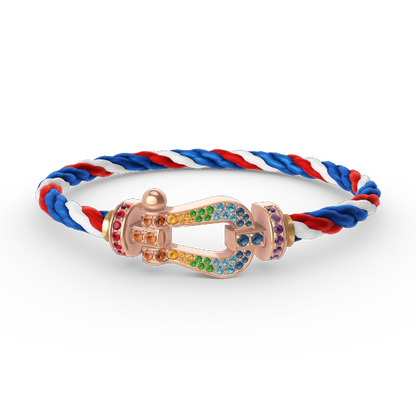 [✨ROSE✨]FORCE LARGE HORSESHOE  COLORED DIAMOND BRACELET ROSE GOLD