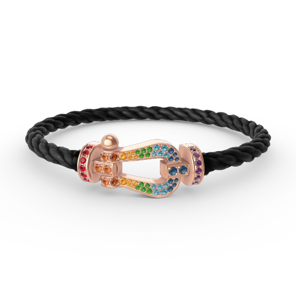 [✨ROSE✨]FORCE LARGE HORSESHOE  COLORED DIAMOND BRACELET ROSE GOLD