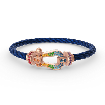 [✨ROSE✨]FORCE LARGE HORSESHOE  COLORED DIAMOND BRACELET ROSE GOLD