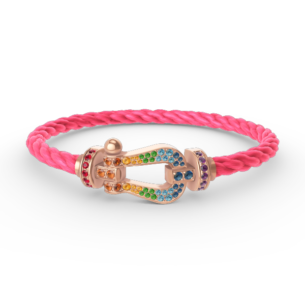 [✨ROSE✨]FORCE LARGE HORSESHOE  COLORED DIAMOND BRACELET ROSE GOLD