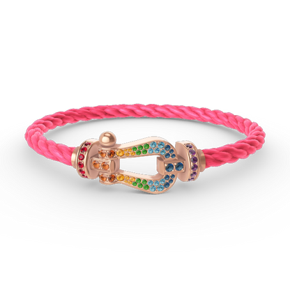 [✨ROSE✨]FORCE LARGE HORSESHOE  COLORED DIAMOND BRACELET ROSE GOLD