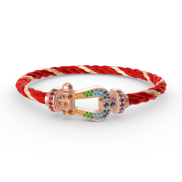 [✨ROSE✨]FORCE LARGE HORSESHOE  COLORED DIAMOND BRACELET ROSE GOLD