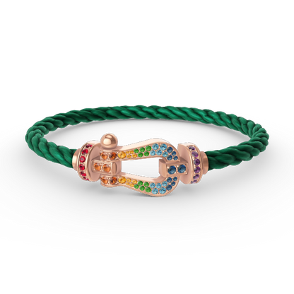 [✨ROSE✨]FORCE LARGE HORSESHOE  COLORED DIAMOND BRACELET ROSE GOLD