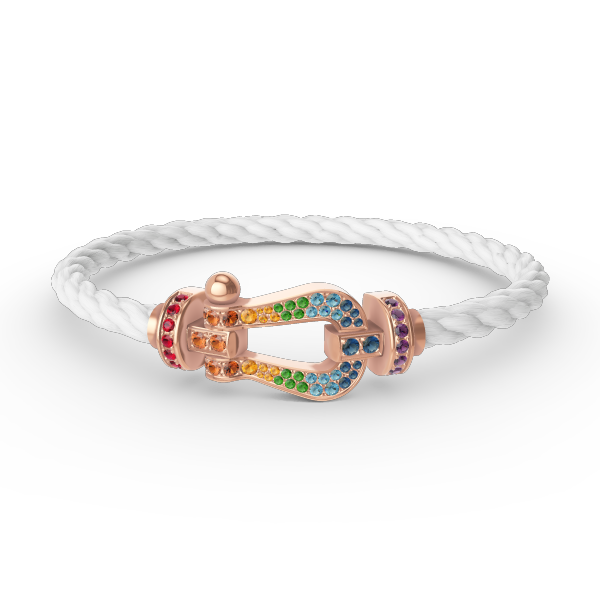 [✨ROSE✨]FORCE LARGE HORSESHOE  COLORED DIAMOND BRACELET ROSE GOLD