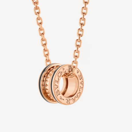 [✨ROSE✨]ZERO 1 ROCK PEDANT PINK GOLD BLACK NECKLACE