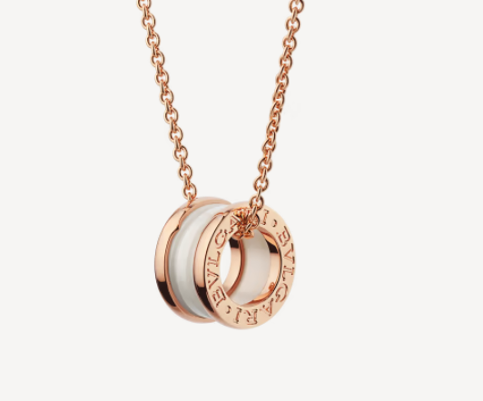 [✨ROSE✨]ZERO 1 WHITE CERAMIC PINK GOLD NECKLACE