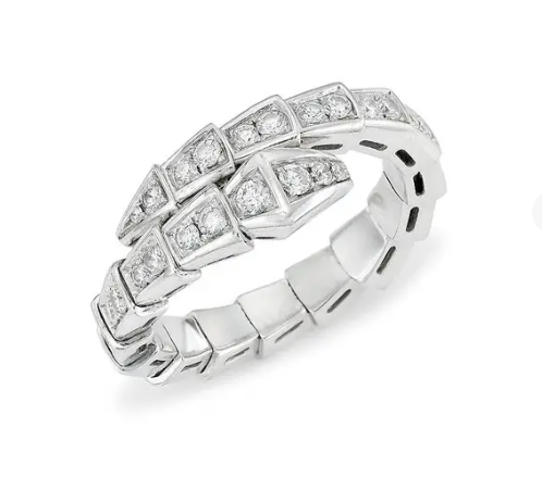 [✨ROSE✨]SERPENTI RING SILVER DIAMOND PAVED 4MM