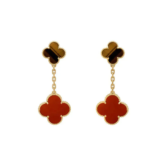 [✨ROSE✨]CLOVER  2 MOTIF  TIGER EYE CARNELIAN EARRINGS