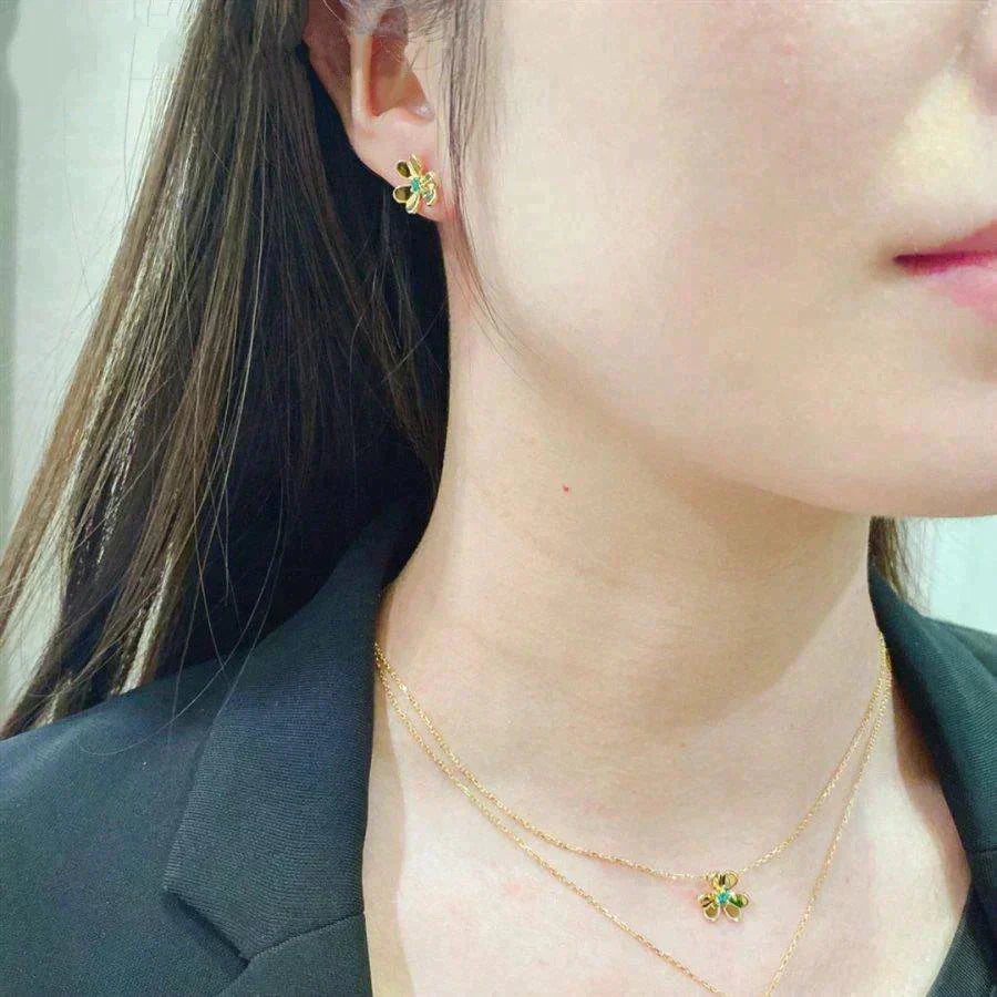 [✨ROSE✨]FRIVOLE  FLOWER MALACHITE EARRINGS