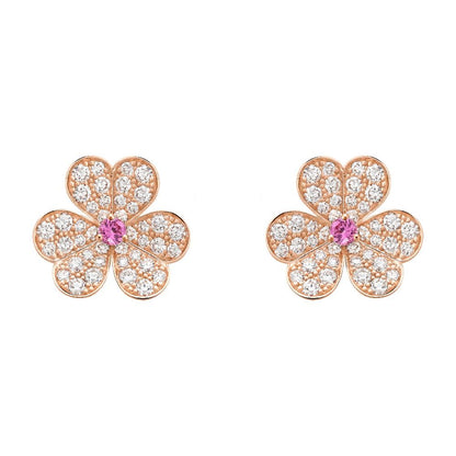 [✨ROSE✨]FRIVOLE PINK GOLD FLOWER DIAMOND EARRINGS
